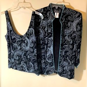 Alex Evenings 2 piece sparkly set for the Holidays black&silver pale blue XL NWT